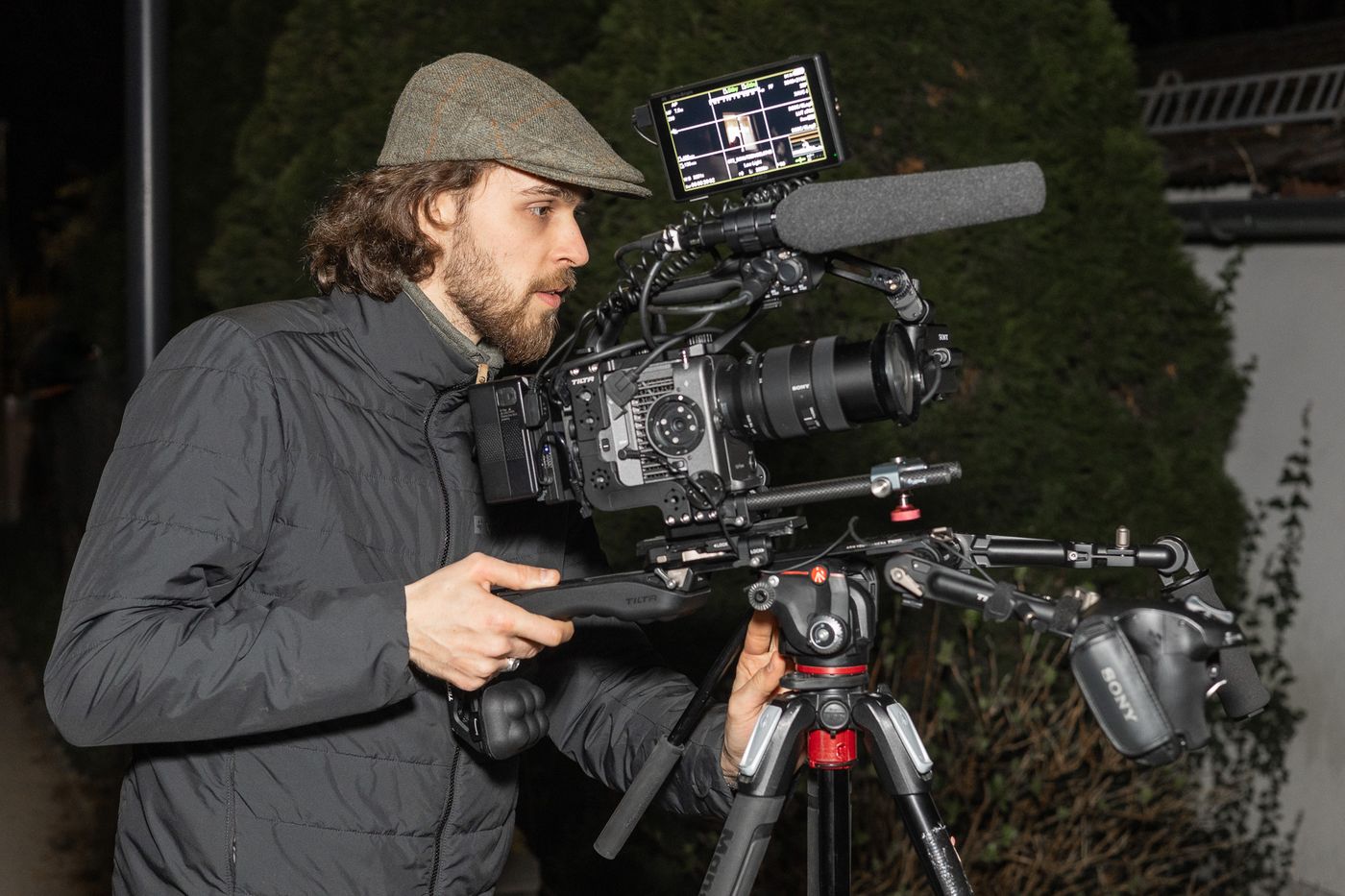 Camera operator on a night shoot